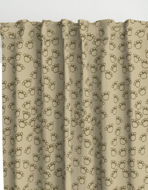 Paw Prints in Brown on Khaki Beige Curtains
