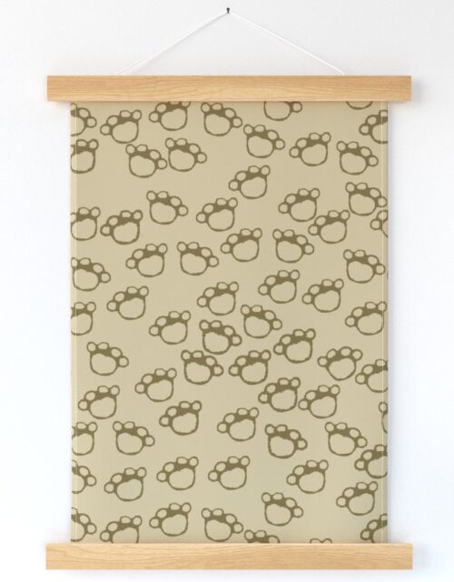 Paw Prints in Brown on Khaki Beige Wall Hanging