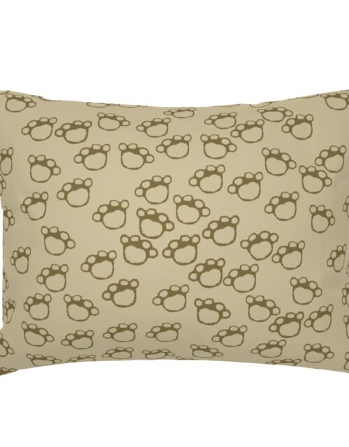 Paw Prints in Brown on Khaki Beige Standard Pillow Sham