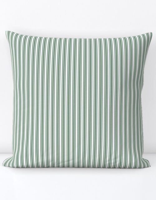 Classic Small Green Boot Pastel Green French Mattress Ticking Double Stripes Square Throw Pillow