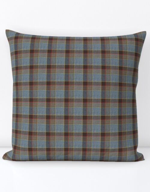 Fraser Weathered Wool Scottish Tartan Square Throw Pillow
