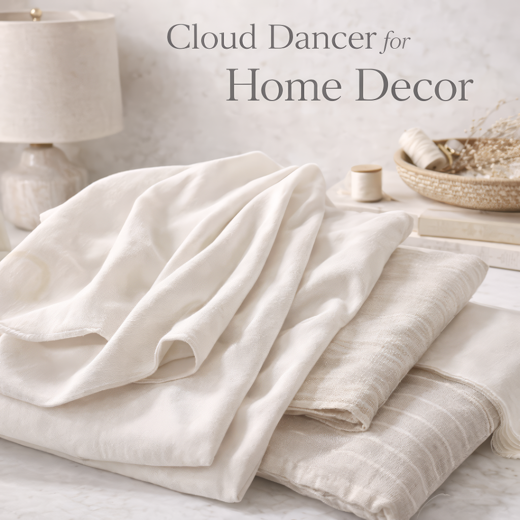Cloud Dancer solid fabric home decor example