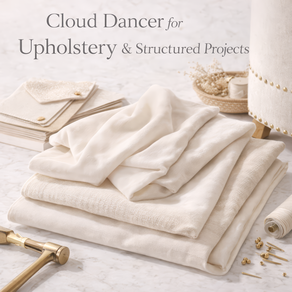 Cloud Dancer solid fabric upholstery example