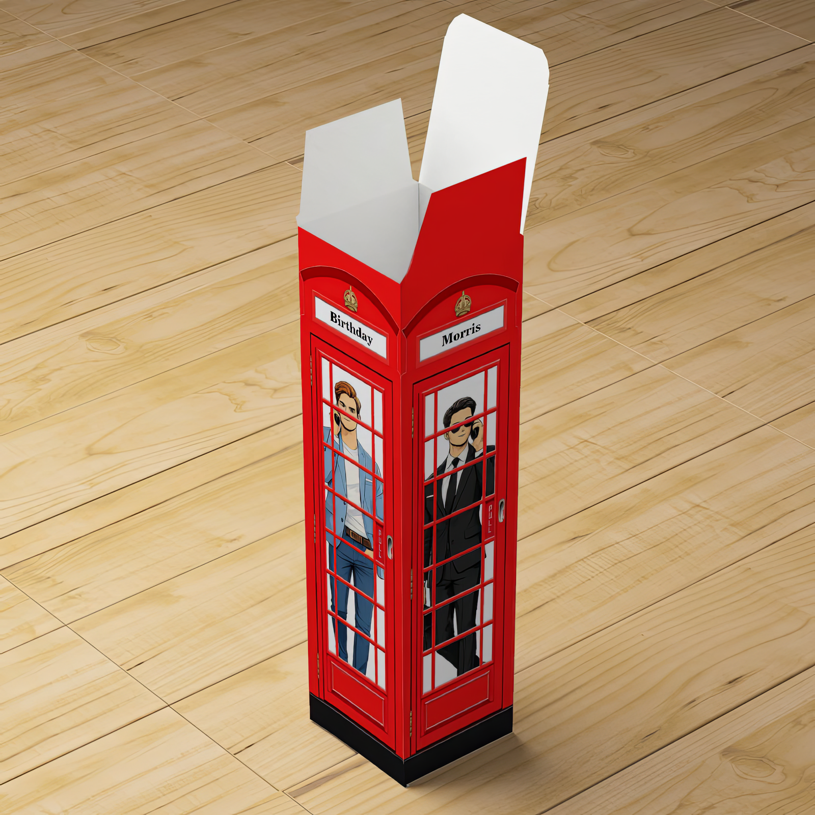 Personalized London Telephone Box Wine Box for Men