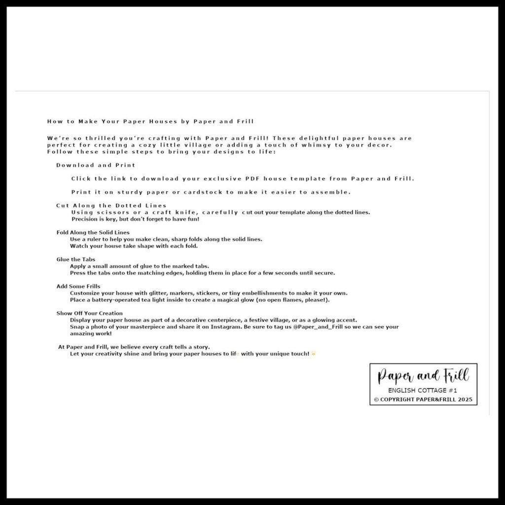 paper house printable instructions
