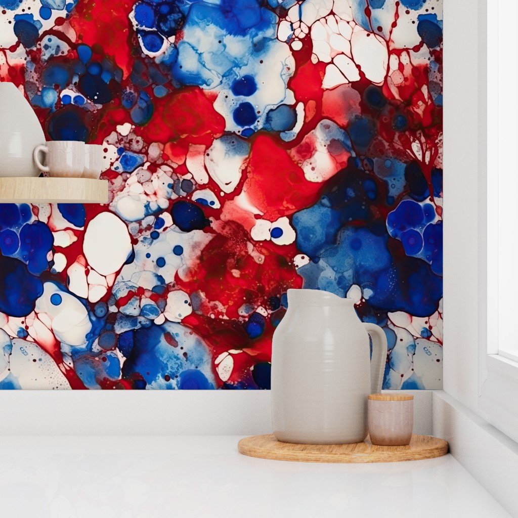 Red White and Blue Alcohol Ink France Patriotic Flag Colors Alcohol Ink Wallpaper