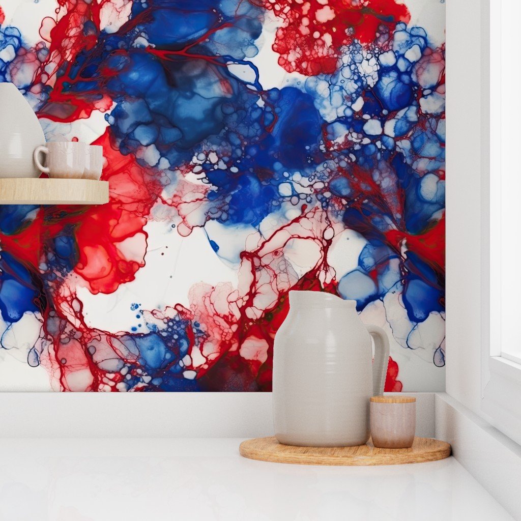 Red White and Blue Alcohol Ink American Patriotic Flag Colors Alcohol Ink Wallpaper