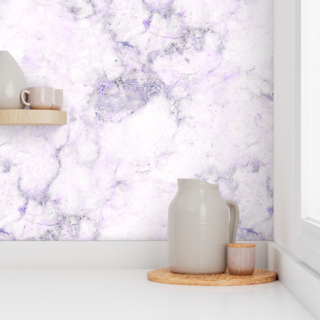Marble Natural Stone Grey With Purple Pink Veining Quartz Wallpaper