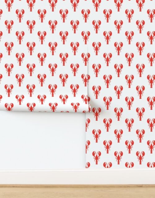 Handdrawn Motif of a Red Lobster on White Wallpaper