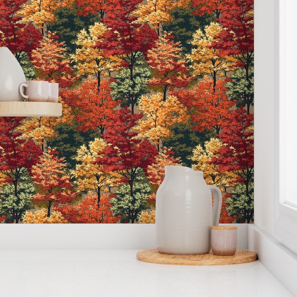 Small New England Endless Forest Fall Trees Wallpaper