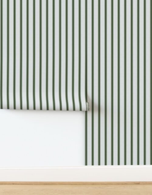 Lichen Green on Off-White French Provincial Mattress Ticking Wallpaper