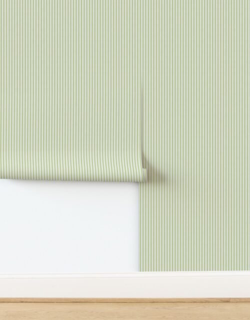 Small Fresh Green on Off-White French Provincial Mattress Ticking Wallpaper
