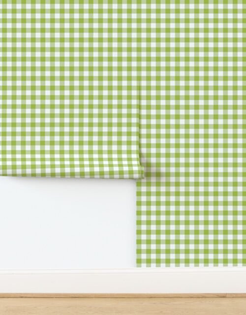 Fresh Green and White One Inch Check French Provincial Spring Checkerboard Wallpaper