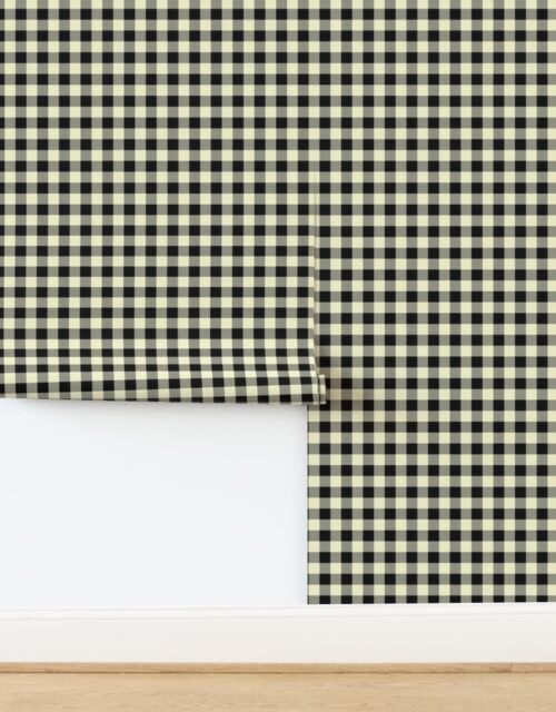 Yellow Gold and Buff Vintage Christmas Gingham Check Wallpaper