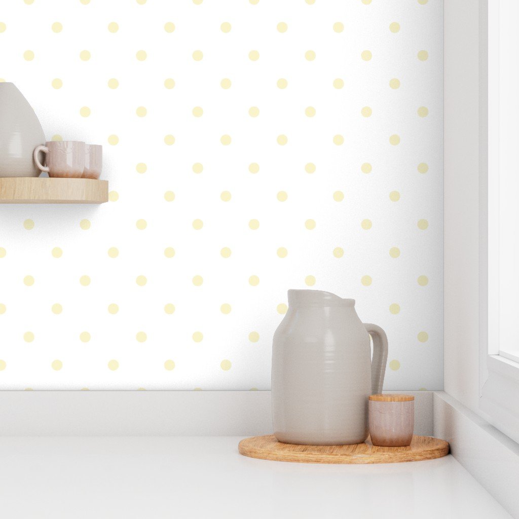 Yellow Gold Polka Dots on Vintage Christmas Snowy White Wallpaper