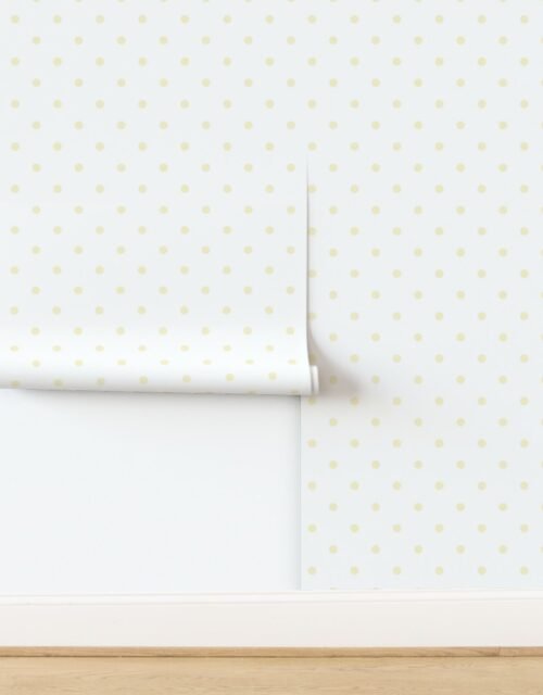 Yellow Gold Polka Dots on Vintage Christmas Snowy White Wallpaper