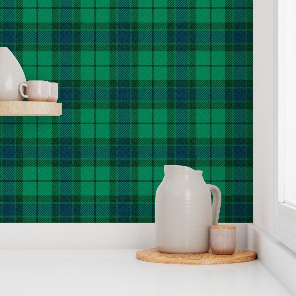 Green and Blue Vintage Christmas Tartan Plaid Wallpaper