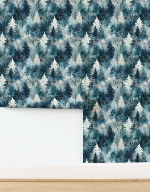 Small Endless Winter Tree Dreamscape Trees in Misty Forest Wallpaper