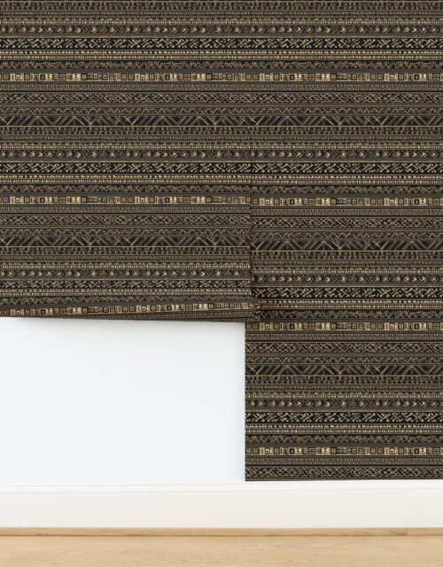 Tribal Mudcloth Boho Ethnic Print in Black and Cream Wallpaper