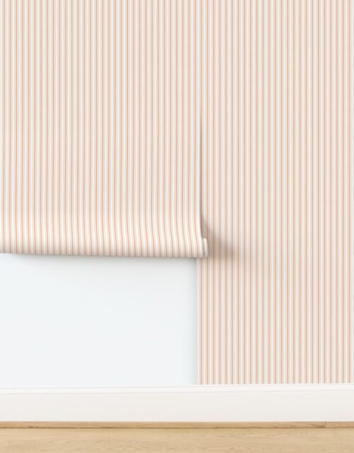 One Inch Mini Mattress Ticking Stripes in Peach Fuzz Color of the Year 2024 Wallpaper