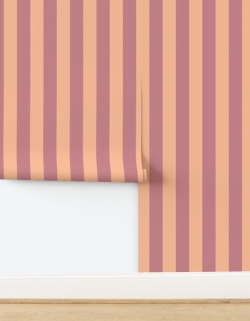 3 Inch Circus Tent Stripe in Peach Fuzz Color of the Year 2024 and Dusty Wallpaper