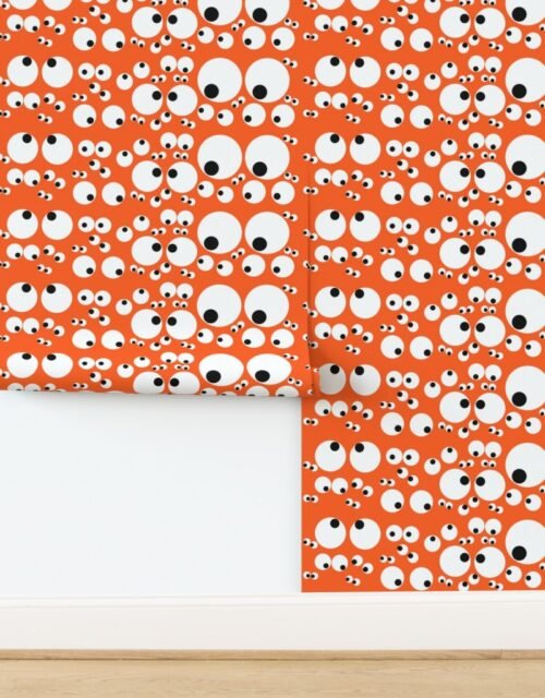 Googly Goo Goo Eyes on Neon Orange Wallpaper