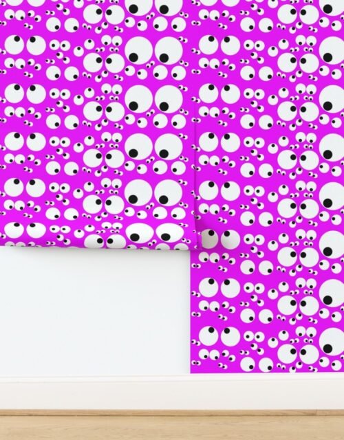 Googly Goo Goo Eyes on Shocking Neon Pink Wallpaper