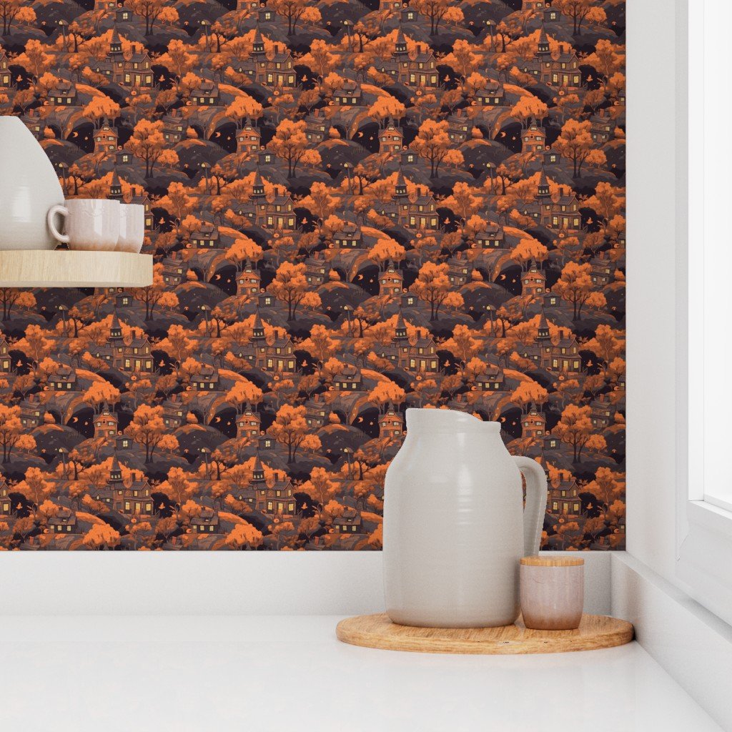 Small Vintage Halloween Orange Wallpaper