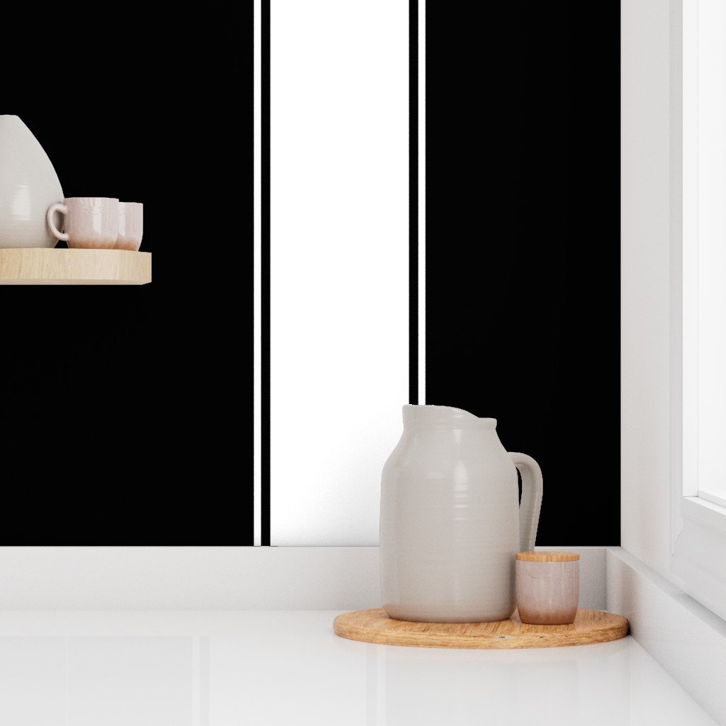 Jumbo Blanket Stripe in Onyx Black and Optic White Wallpaper