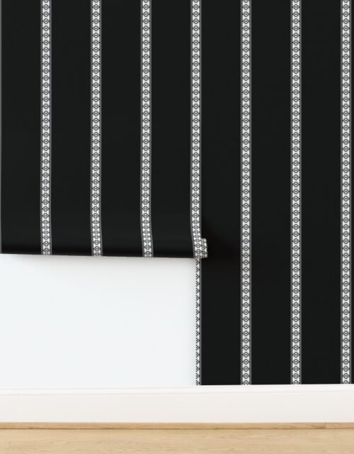 Black and White 6 Inch Huge Blanket Bands with Geometric Triangle Tribal Wallpaper