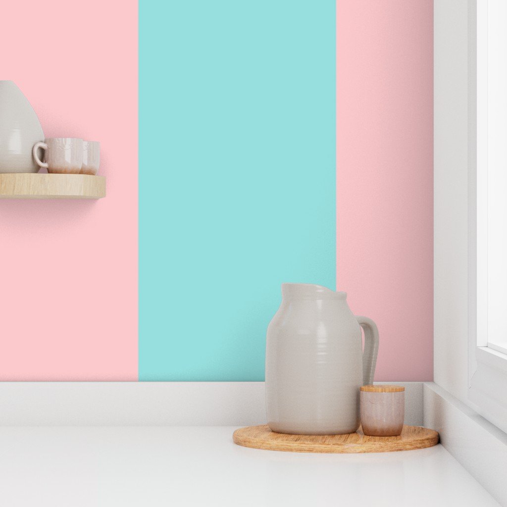 Pink and Aqua Summer Gazebo Mega Wide 12 Inch Stripes Wallpaper