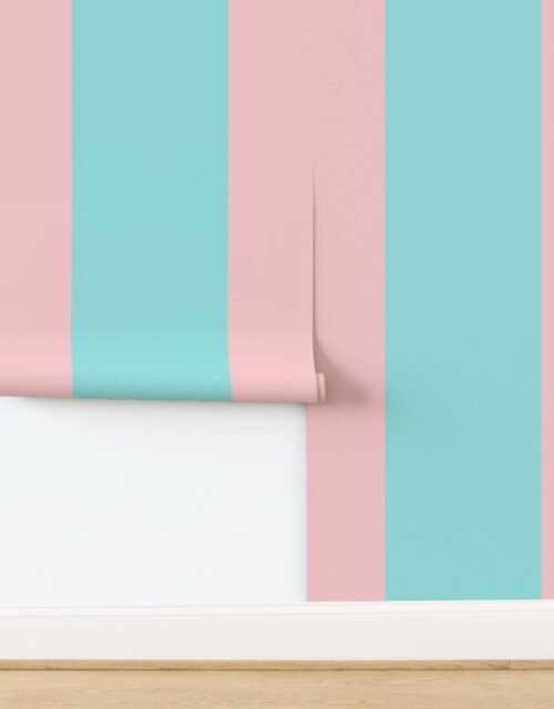 Pink and Aqua Summer Gazebo Mega Wide 12 Inch Stripes Wallpaper