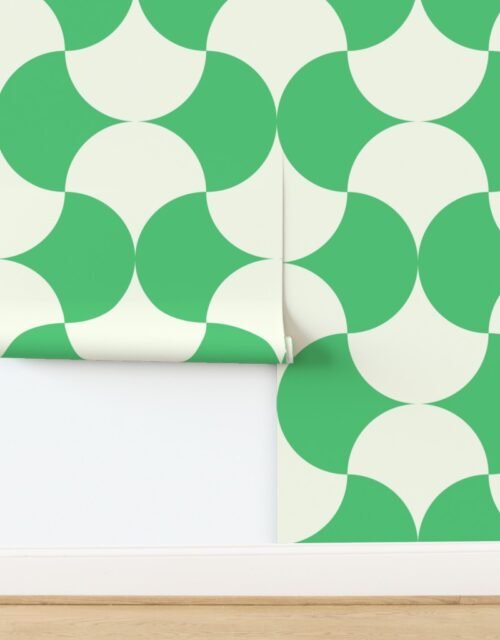 Art Deco Lunar Fusion Emerald Green and Ivory Splendor Wallpaper