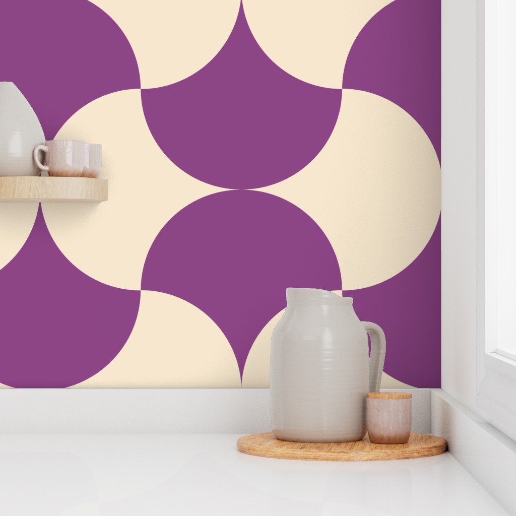 Art Deco Lunar Fusion Plum and Champagne Opulence Wallpaper
