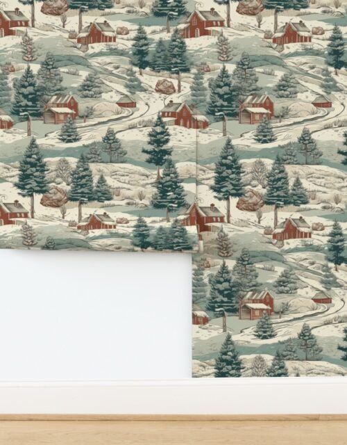 Small Montana Winter Cabins Montana with Evergreens Wallpaper