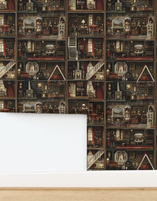 Victorian Gothic Dollshouse with Period Decor Wallpaper