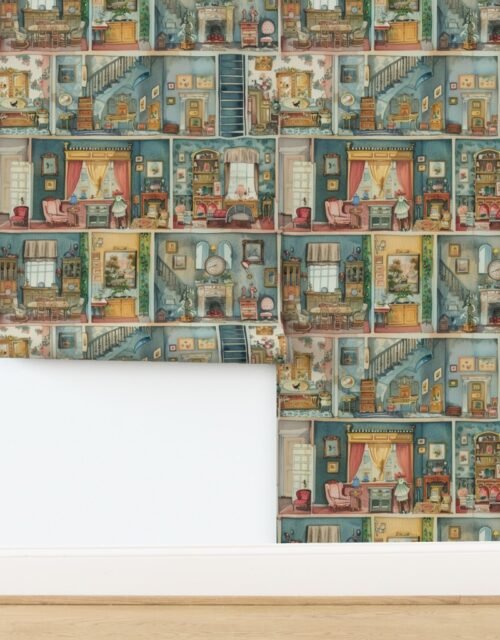 Victorian Dollshouse with Period Decor in Watercolor 1 Wallpaper