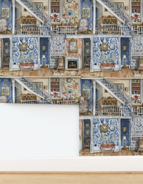 Victorian Dollshouse with Period Decor in Watercolor 2 Wallpaper