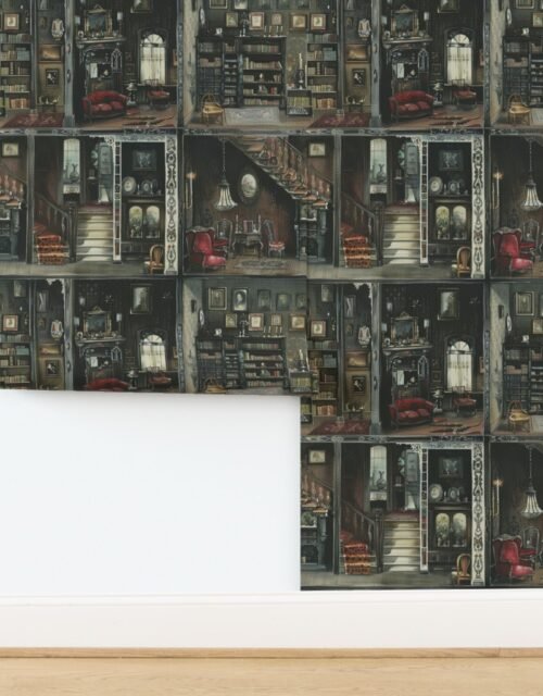 Victorian Gothic Dollshouse with Dark Academia Watercolor Decor 5 Wallpaper
