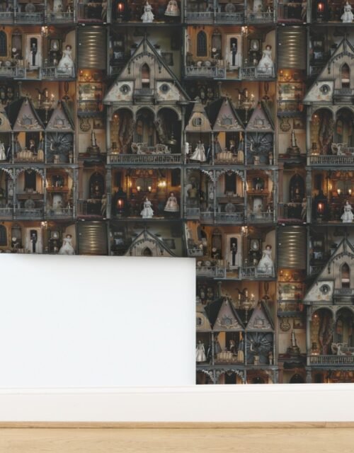 Victorian Gothic Haunted Dollshouse with Dolls in Dark Academia Decor 1 Wallpaper