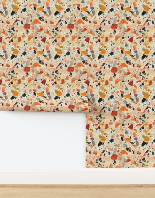 Rust Tones Watercolor Terrazzo Splashes Wallpaper