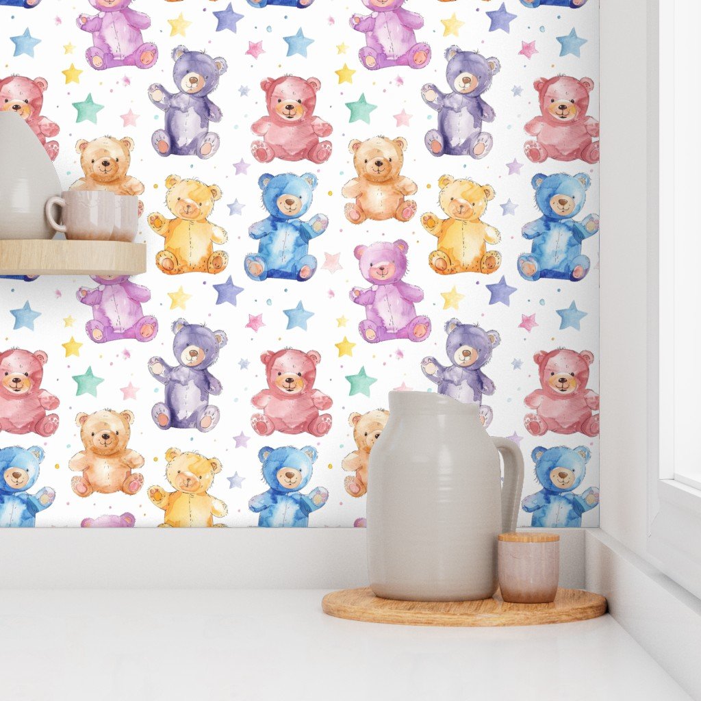 Small Teddy Bears in Sweet Pastels Wallpaper