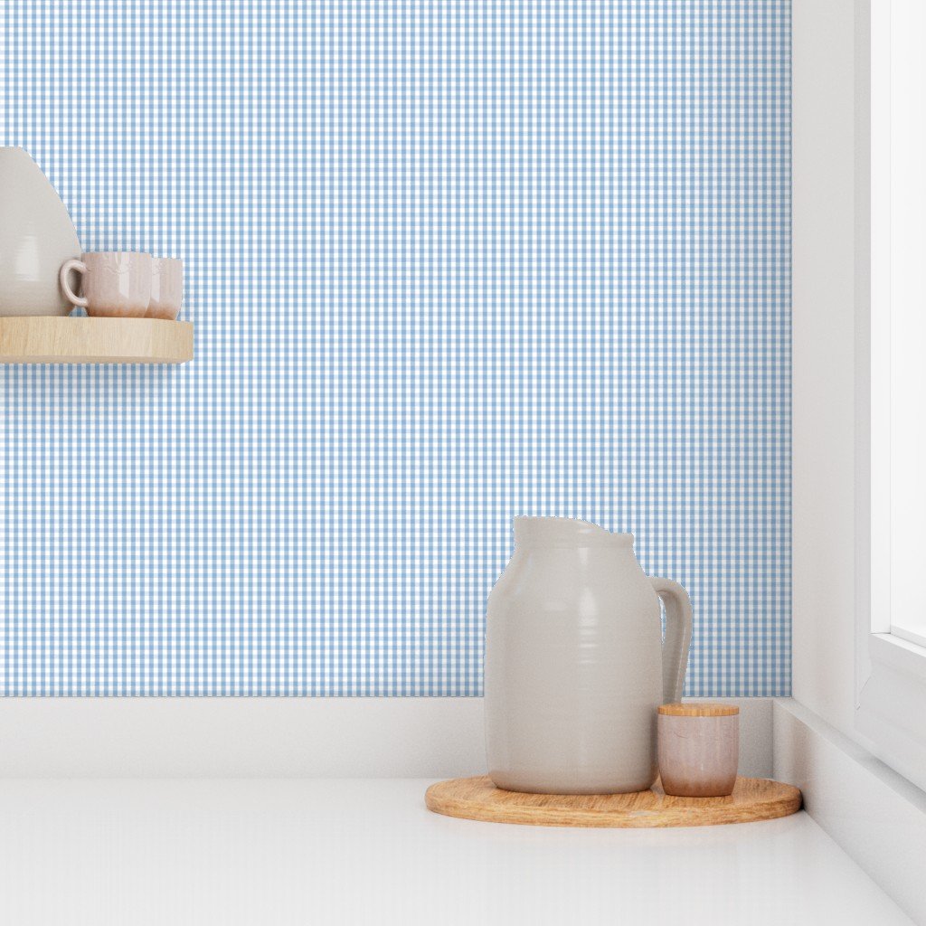 Mini Airy Blue Gingham Check Wallpaper
