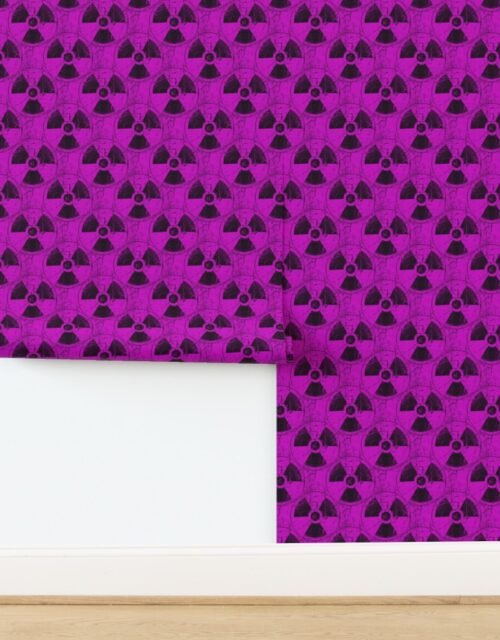 Pink and Black Radioactive Hazmat Grunge Pattern Wallpaper