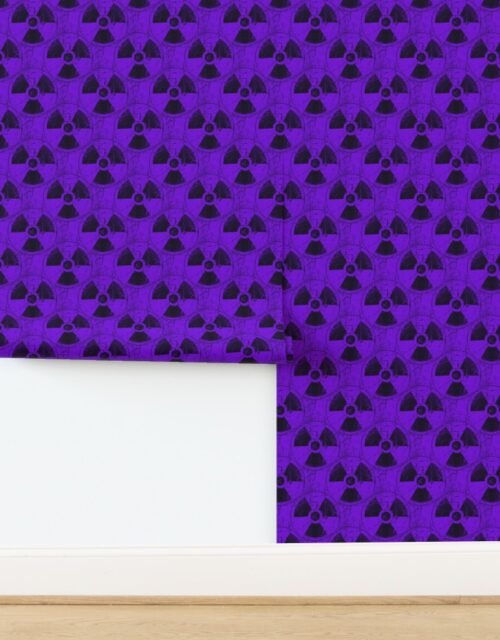 Purple and Black Radioactive Hazmat Grunge Pattern Wallpaper