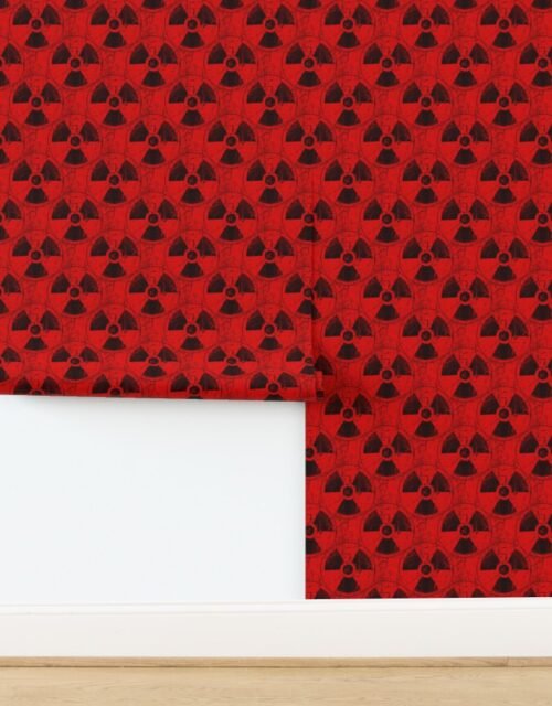 Red and Black Radioactive Hazmat Grunge Pattern Wallpaper
