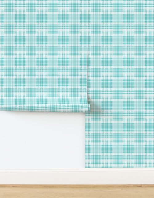 Faded Madras Plaid in Aqua Wallpaper