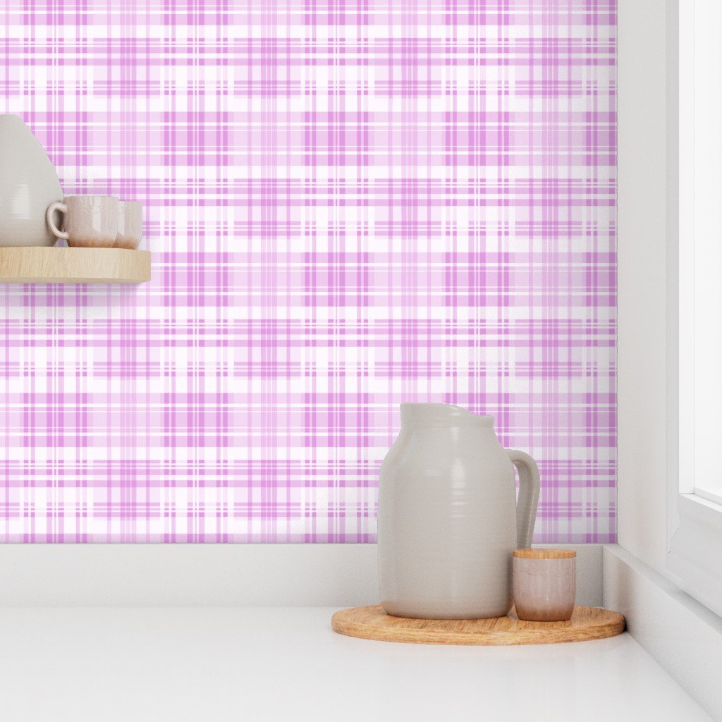 Faded Madras Plaid in Pink Wallpaper