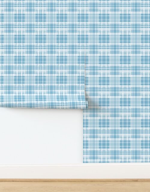 Faded Madras Plaid in Blue Wallpaper