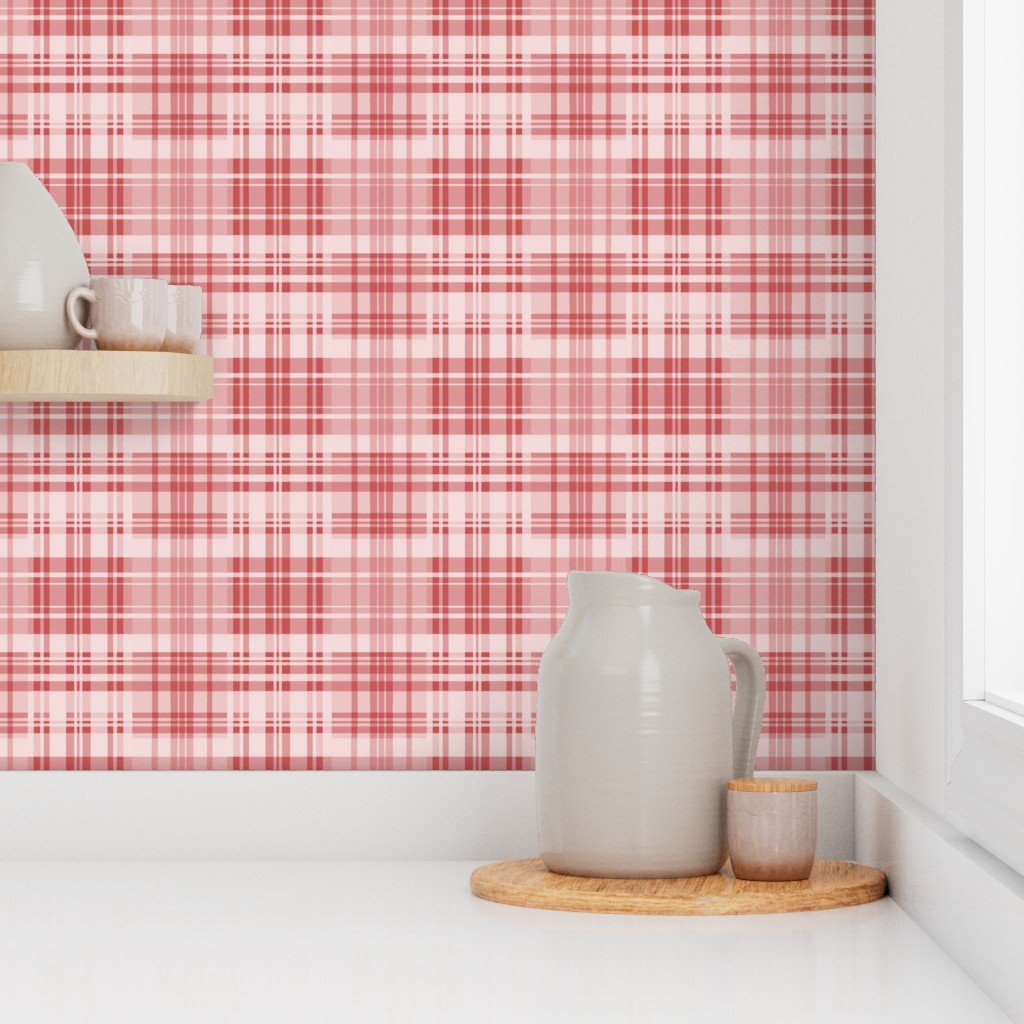 Faded Madras Plaid in Red Wallpaper
